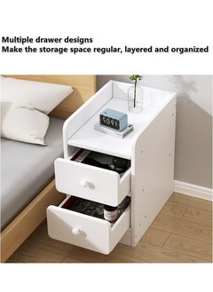 XiuWoo Simple Modern Style Cabinet Bedside End Table  Storage Rack with Drawers  - Image 4
