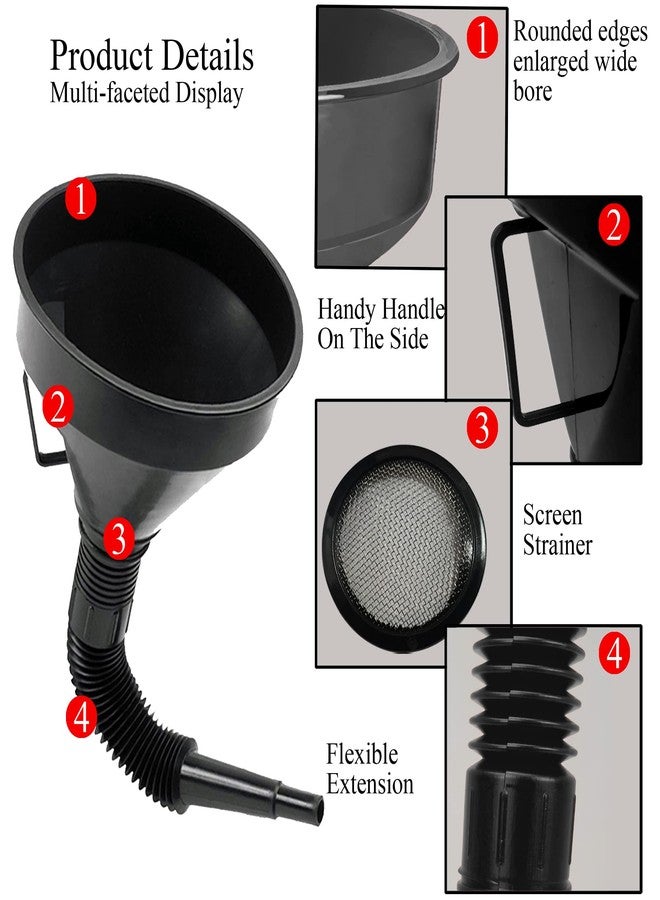 U-BCOO Multi-fFunctional Plastic Funnel Oil Funnel With Flexible Extension Nozzle For Cars And Motorcycles, Engine Oil, Liquid, Diesel, Kerosene And Gasoline（2 PCS） - Image 4