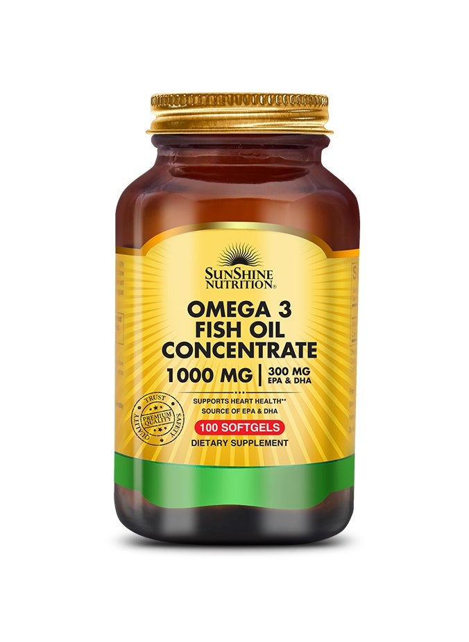 SUNSHINE NUTRITION - Sunshine Nutrition Omega 3 Fish Oil Concentrate 1000 MG 100 Softgels - Image 1