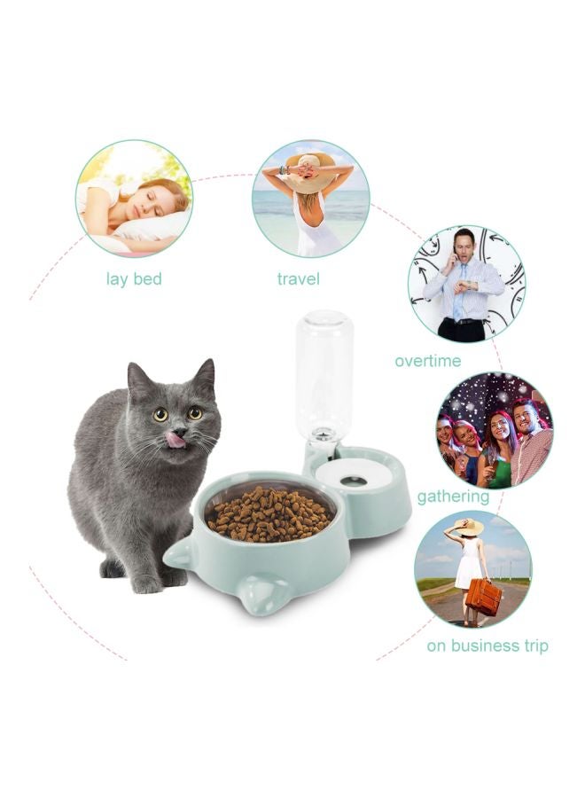 وعاء طعام أوتوماتيكي مزدوج للحيوانات الأليفة باللون الأزرق/الأبيض - Image 3