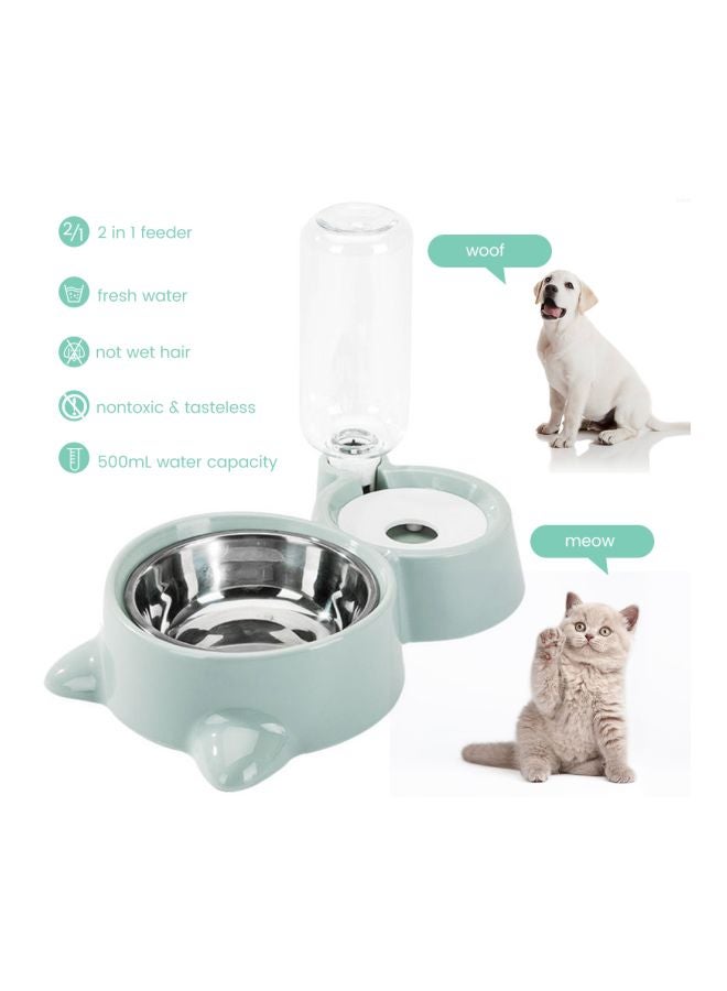 وعاء طعام أوتوماتيكي مزدوج للحيوانات الأليفة باللون الأزرق/الأبيض - Image 2