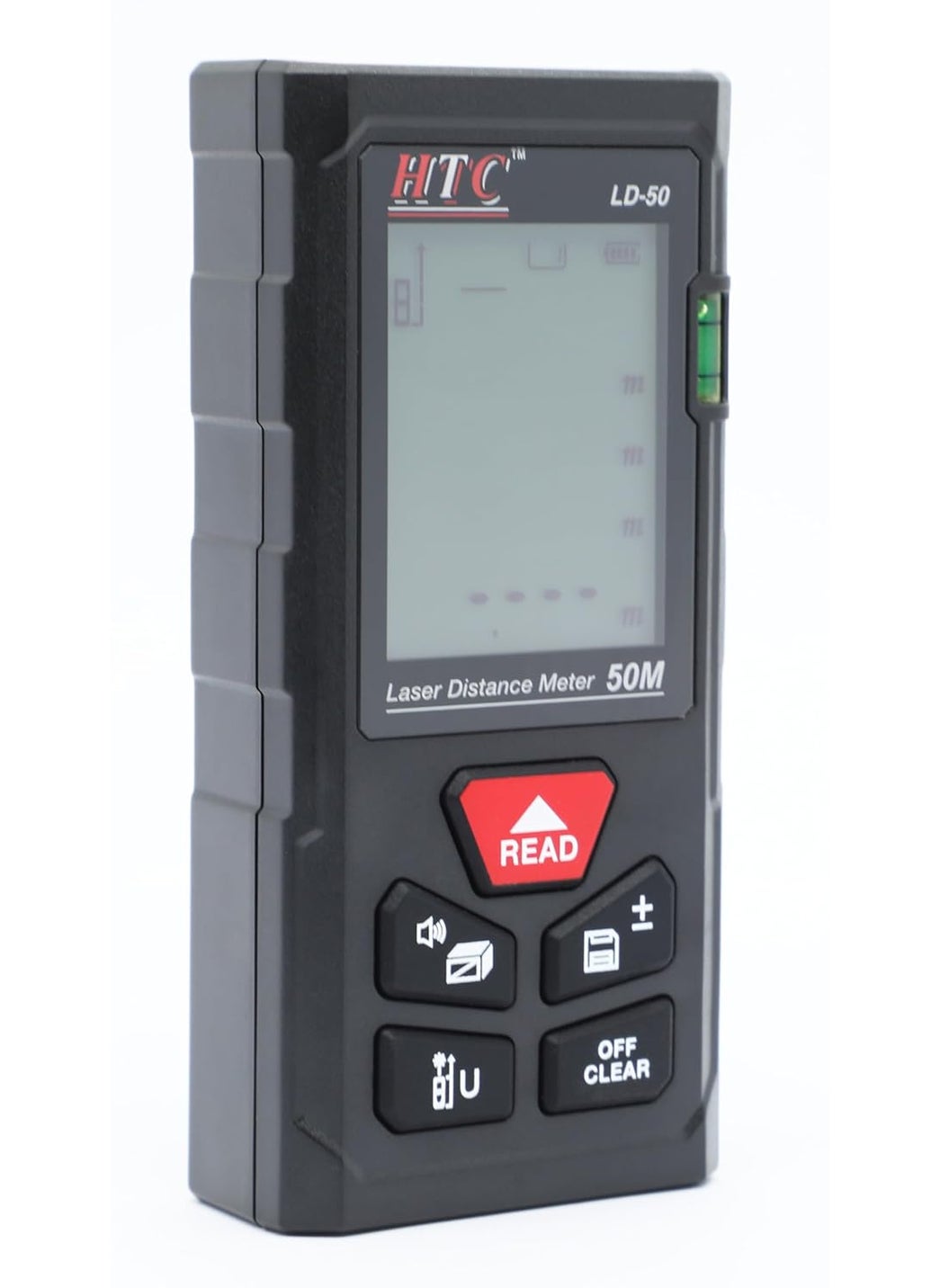 Hty HTC LD50 Battery Installation and ReplacementTurn OnOff Button Backlight OnOff Self Calibration Function SingleContinuousAreaVolume Measurement Laser Distance Meter  - Image 4