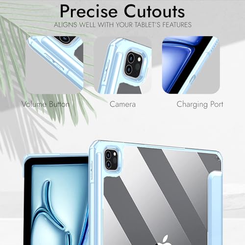 Robustrion for iPad Air 13 inch Cover Case/for iPad Pro 12.9 inch with [Pencil Holder] [Transparent Back] Hybrid Case Cover for iPad Air 13 inch 2024 [Auto Sleep Wake Support] - Light Blue - Image 2