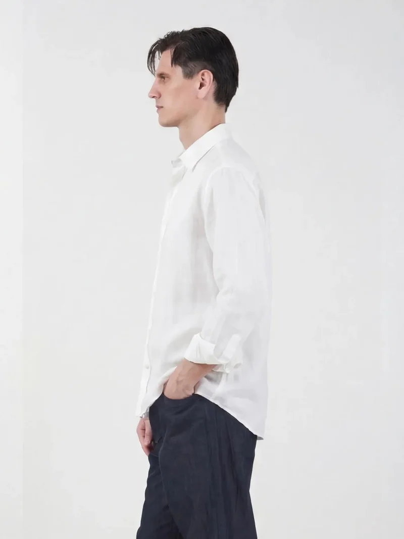 Giesto White GIESTO Oversized Button Up Shirt with Shirt Collar for Men | Best Price UAE