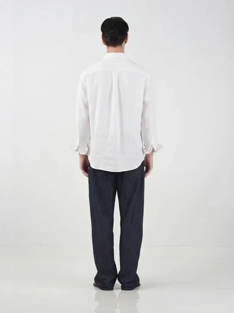 Giesto White GIESTO Oversized Button Up Shirt with Shirt Collar for Men | Best Price UAE