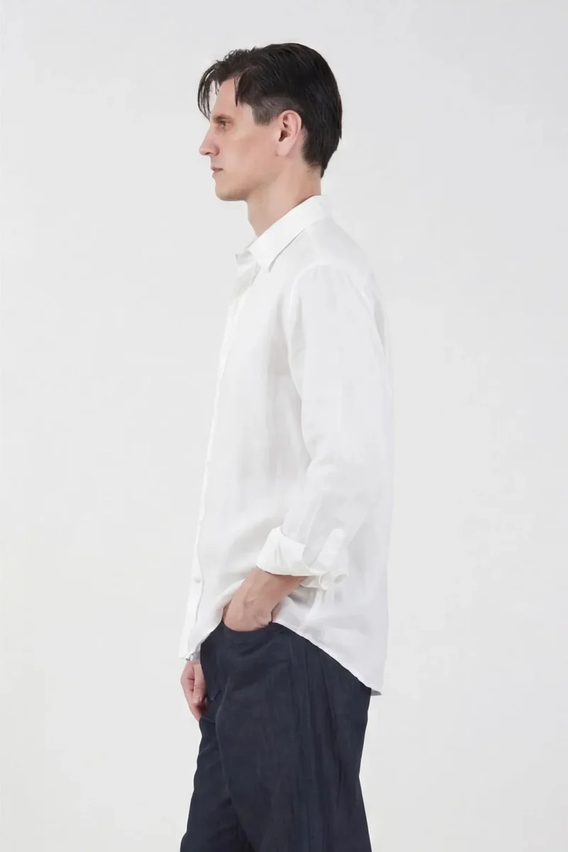 Giesto White GIESTO Oversized Button Up Shirt with Shirt Collar for Men | Best Price UAE