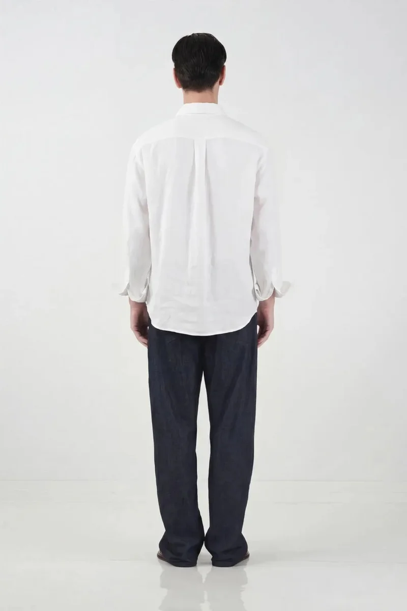 Giesto White GIESTO Oversized Button Up Shirt with Shirt Collar for Men | Best Price UAE