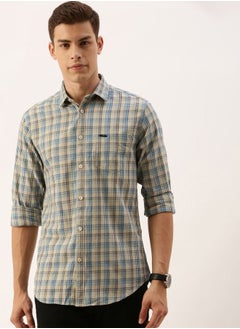 The Indian Garage Co Men Slim Fit Checkered Full Sleeves Spread Collar Casual Shirt  - Image 1