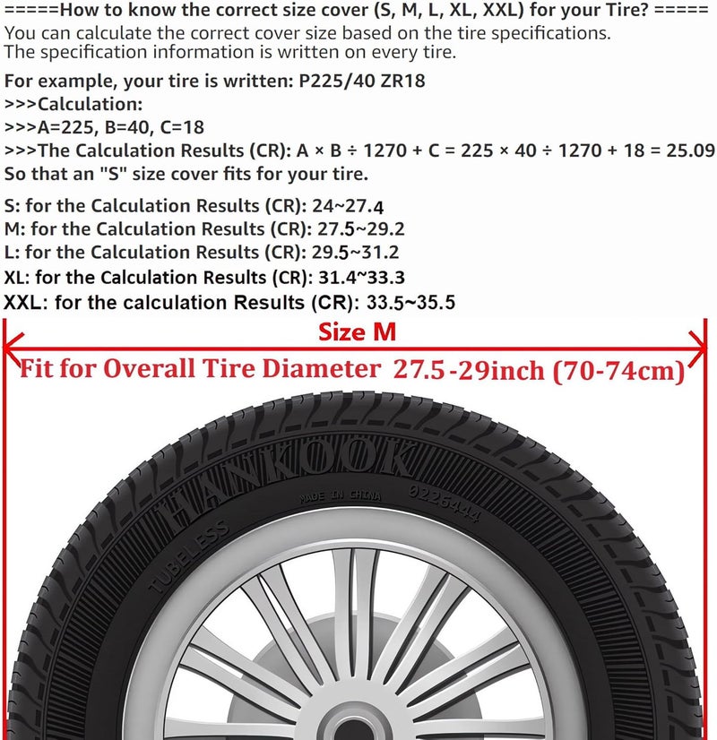 Aolowewin غطاء الإطار الاحتياطي الأسود، غطاء العجلة الاحتياطي لتويوتا RAV4، هوندا CR-V، جيب ليبرتي، سيارات الدفع الربوي فورد برونكو، واقي غطاء الإطار المضاد للغبار (M: 225/65R17، 235/55R18، 235/65R17) - Image 2