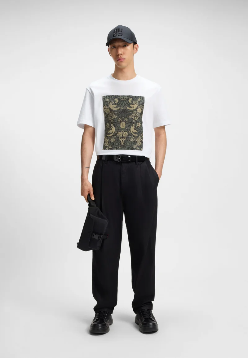HUGO  Cotton-jersey T-shirt with printed artwork for Men | Best Price UAE