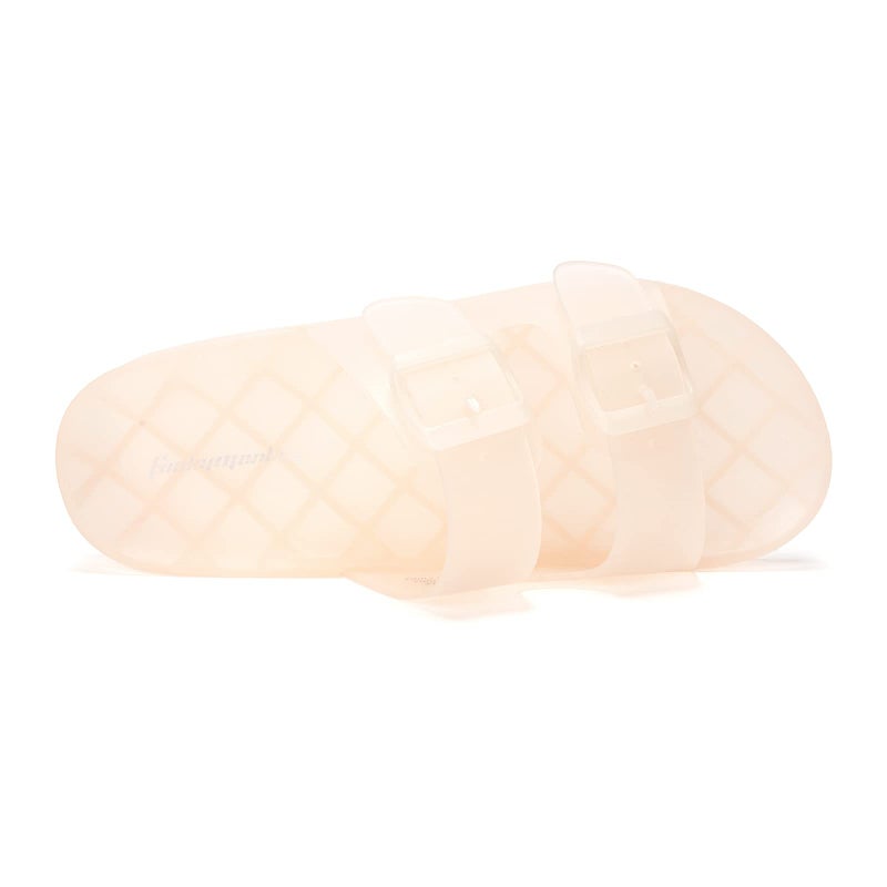 FUNKYMONKEY Women's Slides Sandals Dream Jelly Color Adjustable Double Buckle Adjustable Plastic Flat Sandals (7 M US, Nude/MKLS) - Image 3