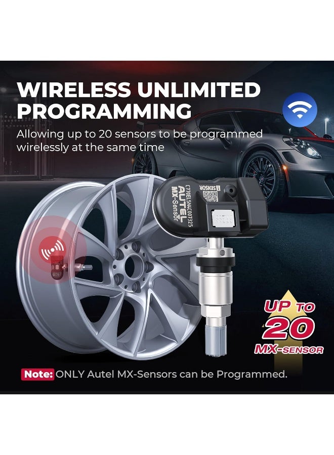 Autel MX-Sensor 2 in 1 (315MHz + 433MHz) Programmable TPMS Sensor - OE Level Tire Pressure Monitoring System (Press-in, Metal Valves, Pack of 4 Sensors) - Image 5