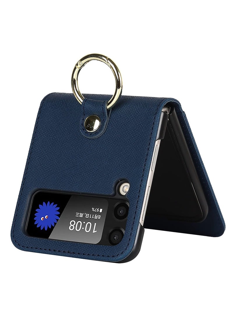 KASTWAVE Case for Galaxy Z Flip 3 5G, Compatible with Samsung Z Flip 3(2021) Leather Wallet Case, Adjustable Crossbody Lanyard Durable Card Slots Ultra Slim Luxury Cover for Samsung Galaxy Z Flip 3 (Navy Blue) - Image 4