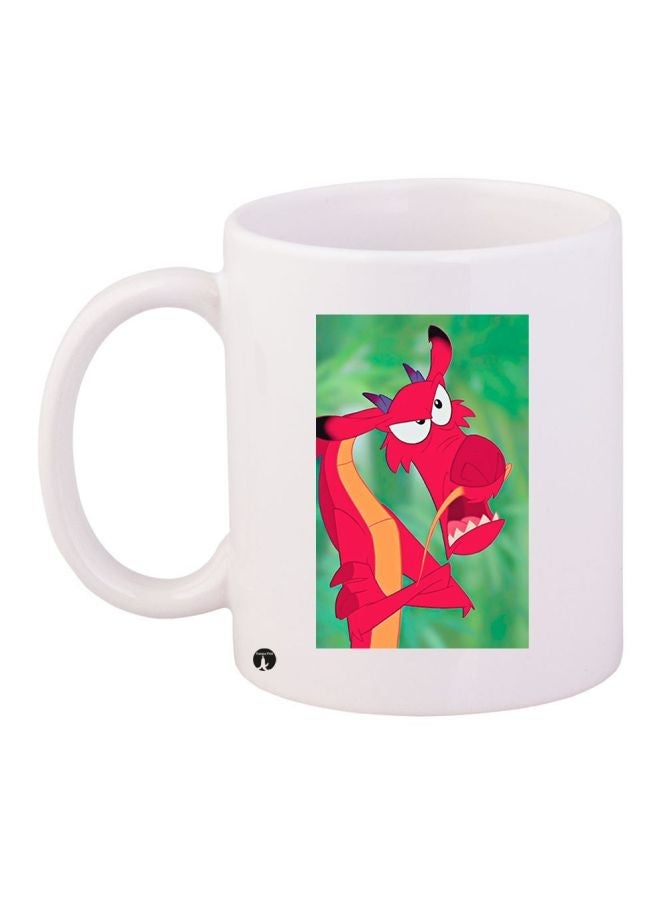 RYN Cartoon Printed Coffee Mug White/Green/Red 11ounce