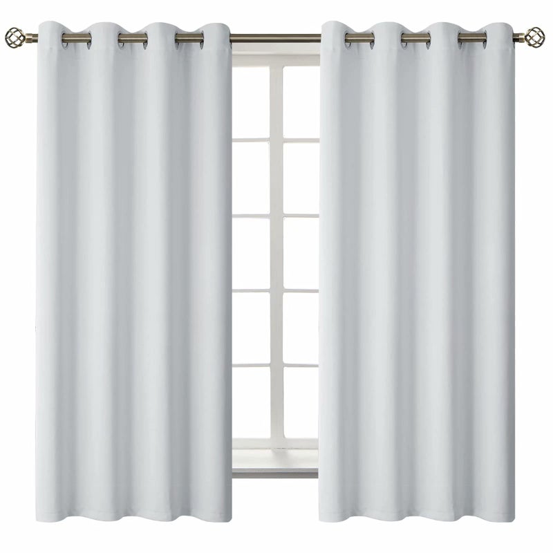 BGment Bgress Room الستائر الستائر 63 بوصة - الستائر الحرارية المعزولة الحرارية ستائر معالجة النافذة لغرفة النوم 2 لوحات 52 × 63 بوصة رمادية بيضاء - Image 1