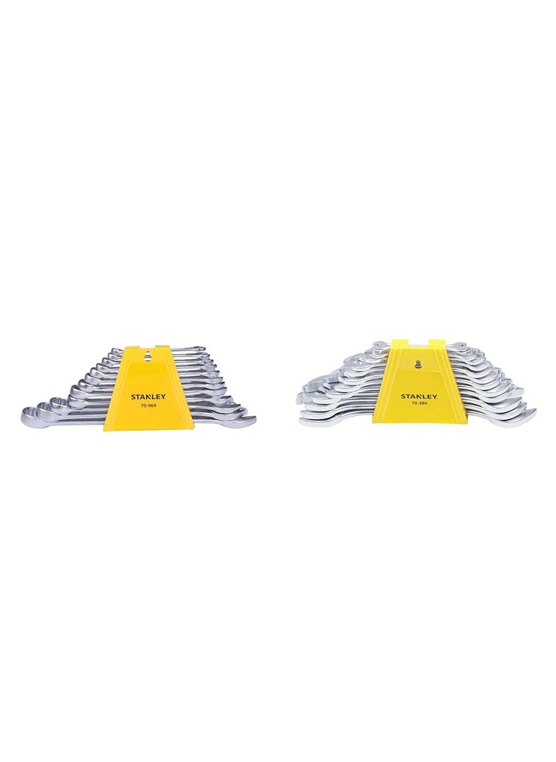 Stanley STANLEY 70964E 12Piece Chrome Vanadium Steel Combination Spanner Set with MaxiDrive System Anti  - Image 1