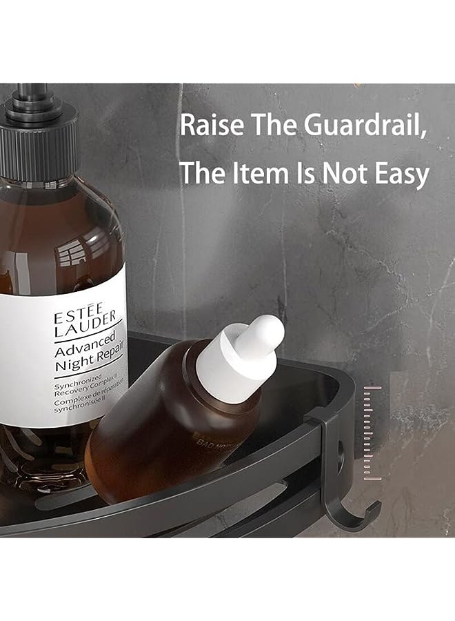 Raxoom Space Aluminum Bathroom Shelf Shower Shelves No-drill Wall Mount Shower Storage Rack Corner Shelf Bathroom Accessories (Triangle-Black01) - Image 3