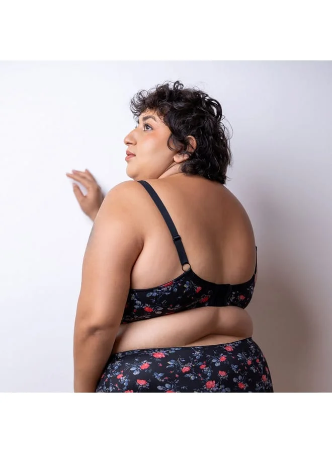Aadaraya Plus Size Aadaraya Lydia Floral Print Cut and Sew Micro Lace Bra