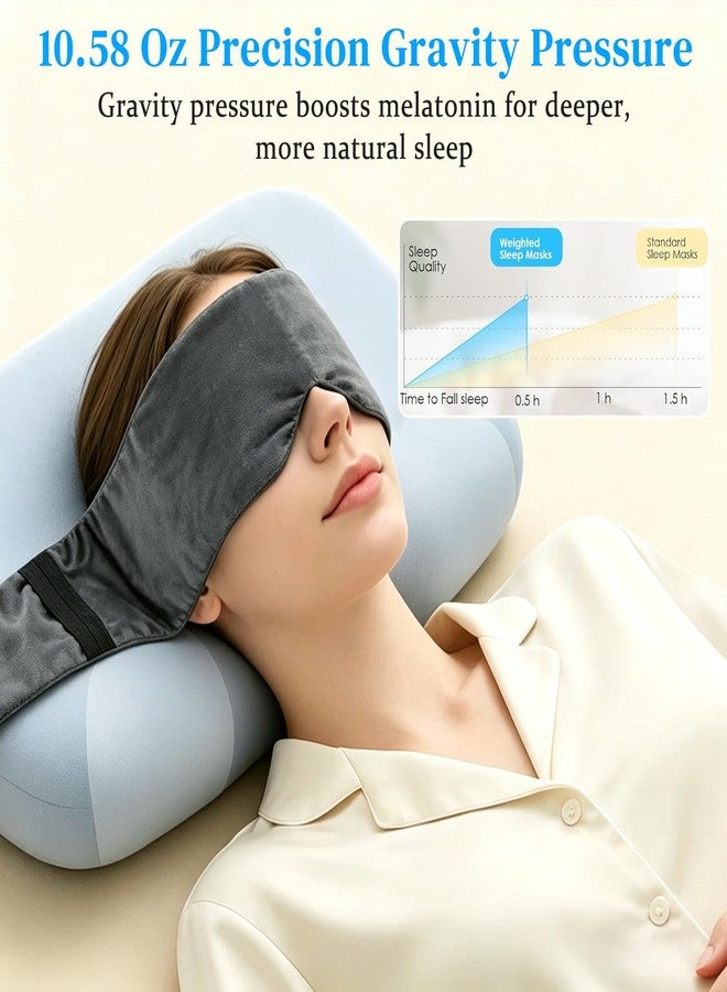 HANNEA®Weighted Sleeping Eye Mask, Super Soft & Smooth And Fully Adjustable To All Size Heads, 100% Blackout Design, Ideal for Meditation, Relaxation and Travel, Includes Storage Pouch-Dark Gray - Image 2