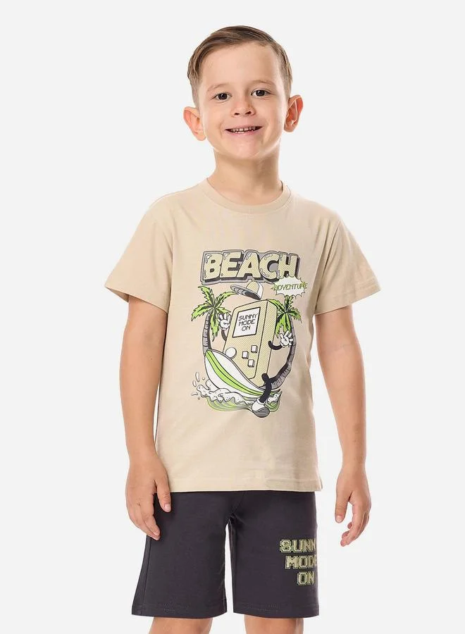 فكتور اند جين Victor And Jane Boys Beach Days Graphic T-Shirt and Shorts Set