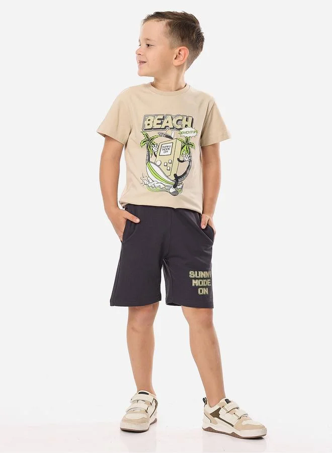 فكتور اند جين Victor And Jane Boys Beach Days Graphic T-Shirt and Shorts Set