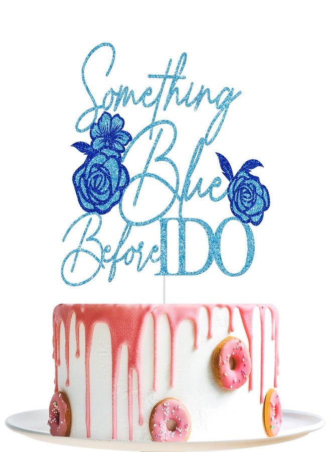 Yotawebery Something Blue Before I Do Cake Topper, Bride to Be, Wedding Cake Decorations, Blue Themed Bridal Shower Engagement Bachelorette Party Decorations Glitter - Image 1