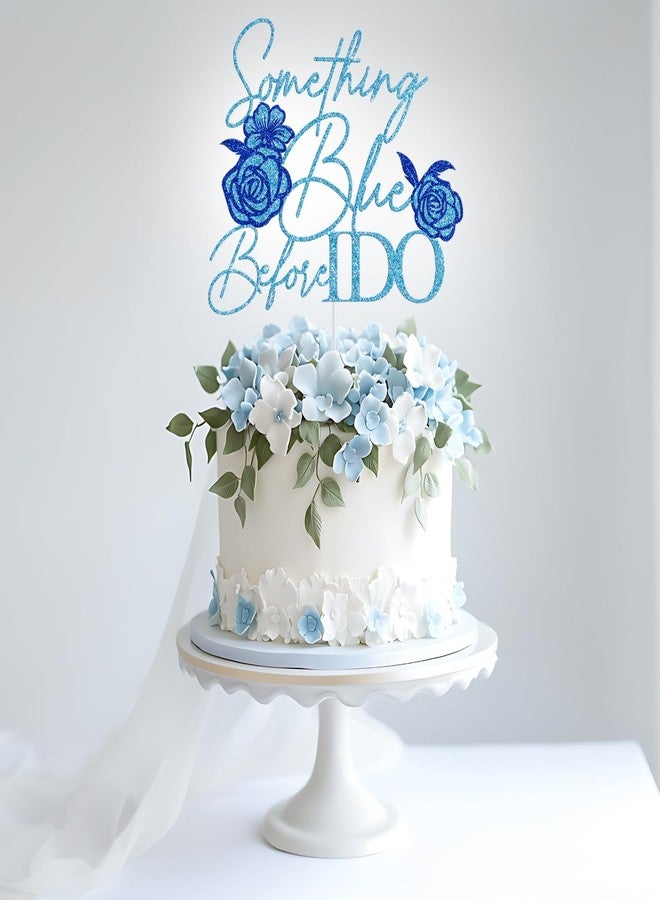 Yotawebery Something Blue Before I Do Cake Topper, Bride to Be, Wedding Cake Decorations, Blue Themed Bridal Shower Engagement Bachelorette Party Decorations Glitter - Image 3