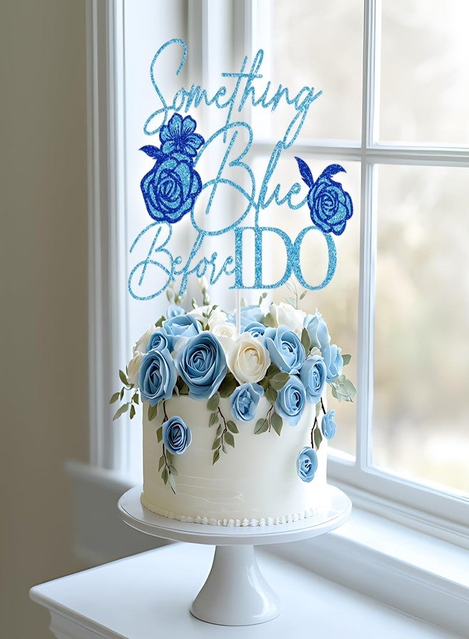 Yotawebery Something Blue Before I Do Cake Topper, Bride to Be, Wedding Cake Decorations, Blue Themed Bridal Shower Engagement Bachelorette Party Decorations Glitter - Image 4