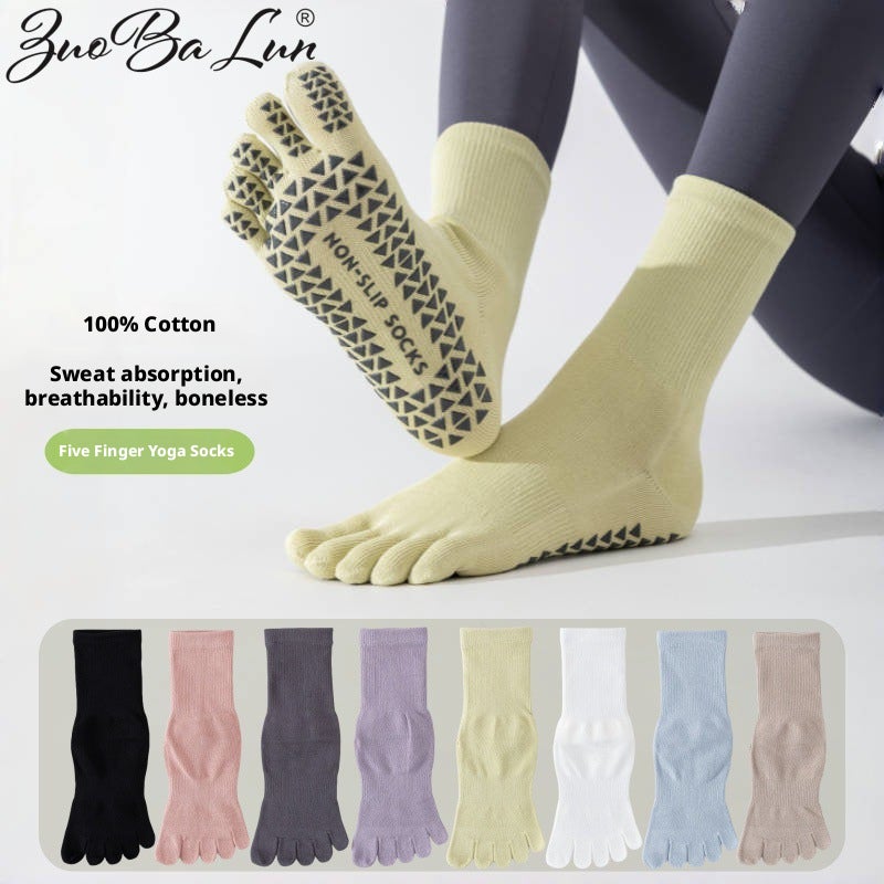 Yoga Socks Non-Slip Mid-Calf Five-Toe Socks for Women - Image 1