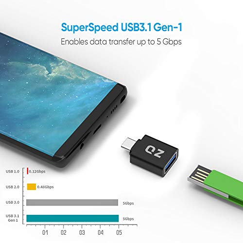 QZ USB Type C OTG Adapter, Type C to USB Connector, USB to Type C Adapter OTG [Thunderbolt-3 Compatible] - Image 3