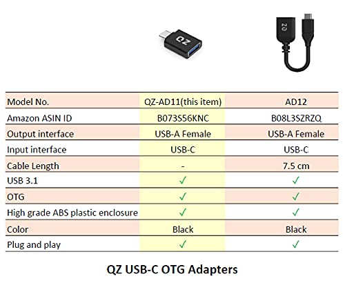QZ USB Type C OTG Adapter, Type C to USB Connector, USB to Type C Adapter OTG [Thunderbolt-3 Compatible] - Image 5