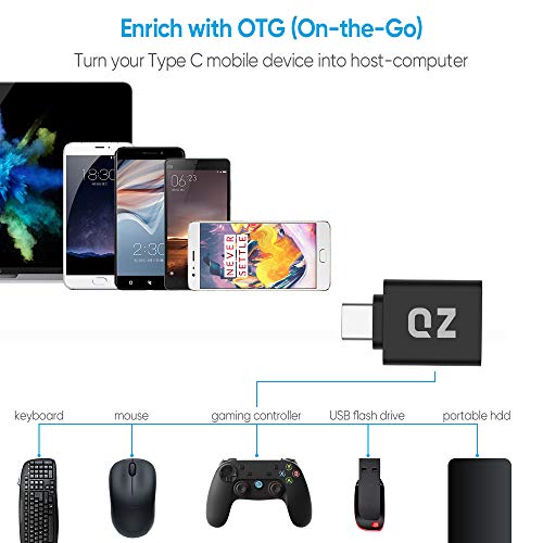 QZ USB Type C OTG Adapter, Type C to USB Connector, USB to Type C Adapter OTG [Thunderbolt-3 Compatible] - Image 2