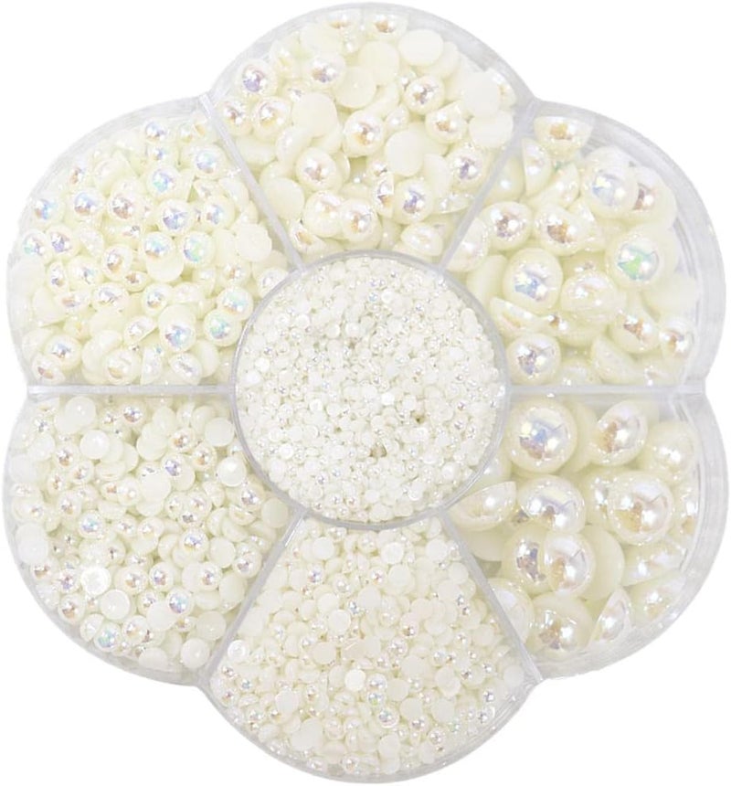 klarako 2800Pcs Half Pearl Flatback Beads Flat Back Loose Bead for Jewelry Making, milky white - Image 2