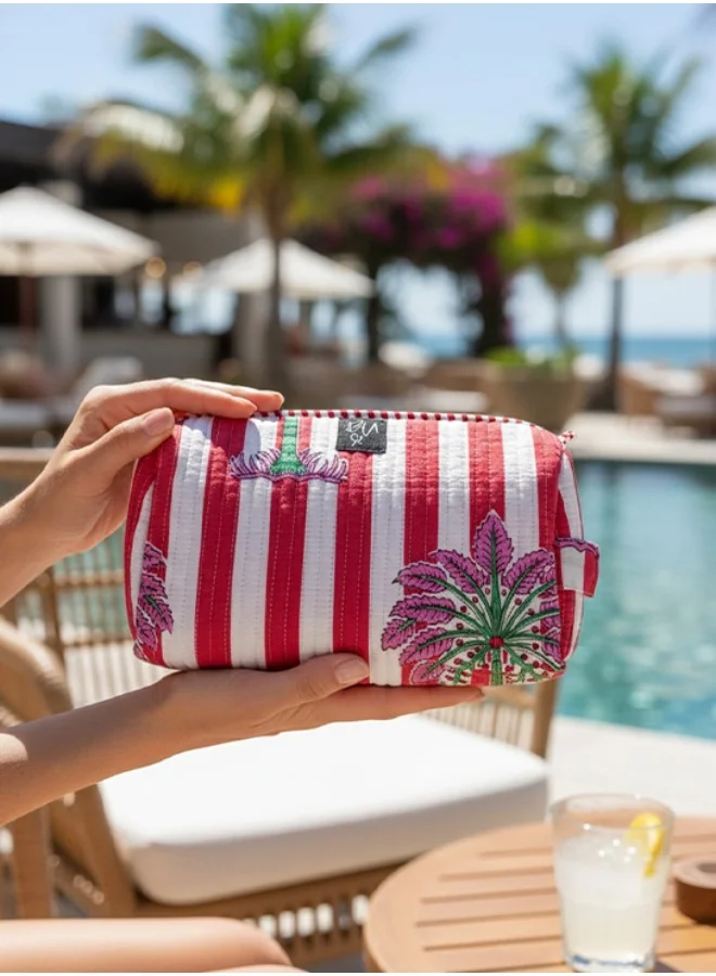 BU Towels BU Palm Pouch, Set of three, Hand-printed, Designed for travel, pool days, and everyday use