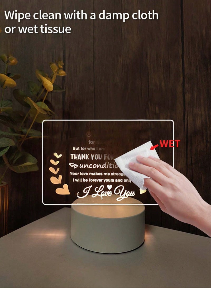 مصباح ليلي LED مع لوح رسائل أكريليك – لوحة كتابة قابلة للمسح بإضاءة LED، تعمل عبر USB أو قابلة لإعادة الشحن | لوحة ملاحظات ديكورية للمكتب، غرفة النوم، وغرفة المعيشة | مصباح إبداعي ثلاثي الأبعاد للرسم والكتابة | هدية مثالية لأعياد الميلاد، الكريسماس، والمناسبات - Image 3