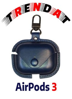 Leather case for AirPods 3 - navy blue