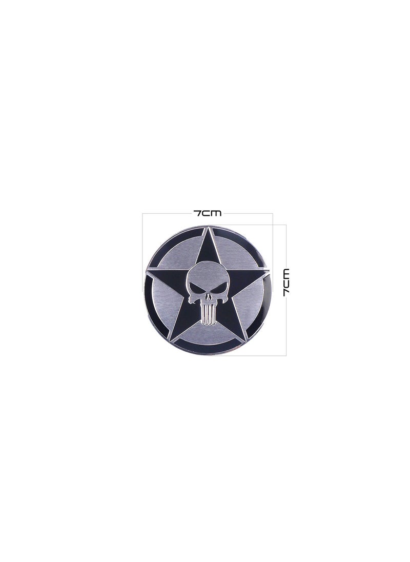 Generic - 2 Pieces 3D Round Aluminium Skull Car Emblem Badge Sticker Car Accessories - Image 1
