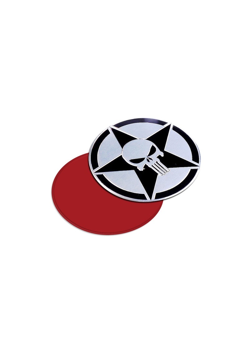 Generic - 2 Pieces 3D Round Aluminium Skull Car Emblem Badge Sticker Car Accessories - Image 1