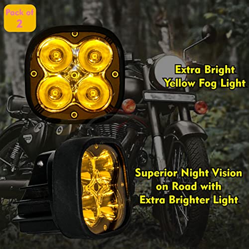 Asryd 3 Inch Led Super Bright Work Light Bar Yellow Fog Lamp 4x4 Offroad White Square Driving Spotlight Waterproof Aluminium Housing (Pack of 2Pcs) For Maruti Suzuki Jimny - Image 2