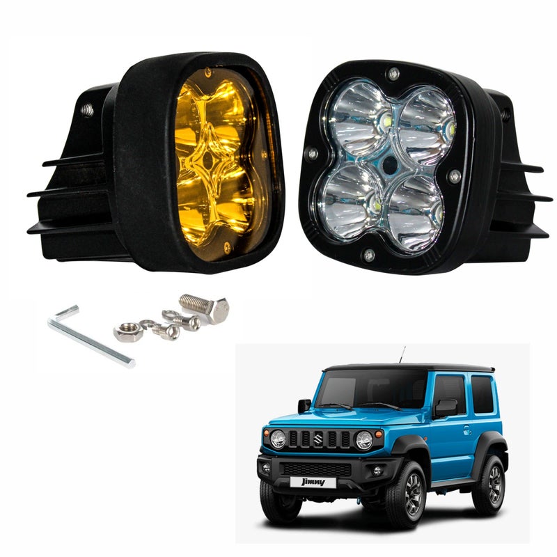Asryd 3 Inch Led Super Bright Work Light Bar Yellow Fog Lamp 4x4 Offroad White Square Driving Spotlight Waterproof Aluminium Housing (Pack of 2Pcs) For Maruti Suzuki Jimny - Image 4
