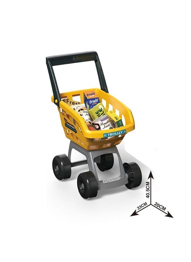 65pcs Home Pretend Supermarket Accessories With Trolley Role Play Set Toy For Kids 85*51*38  - Image 2