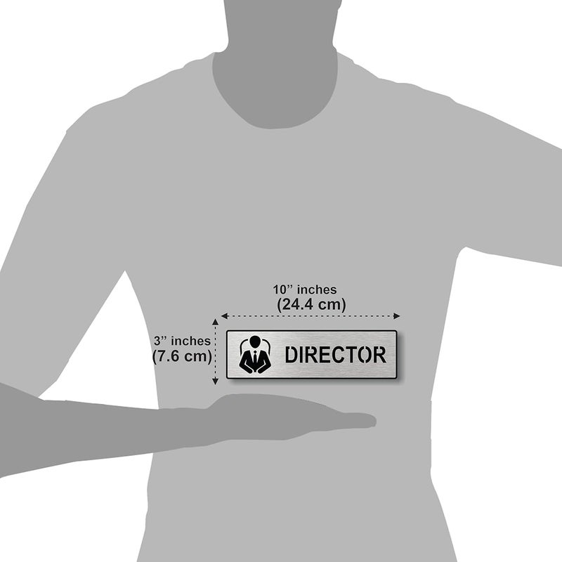 BerryBox Premium Brush Steel Finish Acrylic Director Door Sign Easy to Mount 3M Self-Adhesive Tape Signage for Hotel Office Resort Society Corporate Business. - Image 2