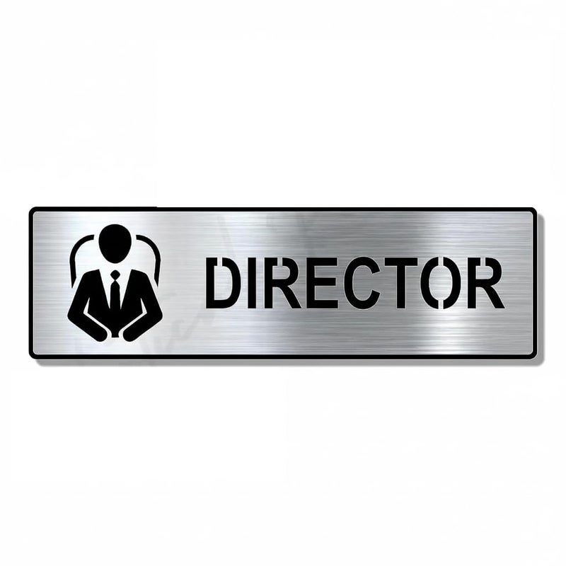 BerryBox Premium Brush Steel Finish Acrylic Director Door Sign Easy to Mount 3M Self-Adhesive Tape Signage for Hotel Office Resort Society Corporate Business. - Image 1
