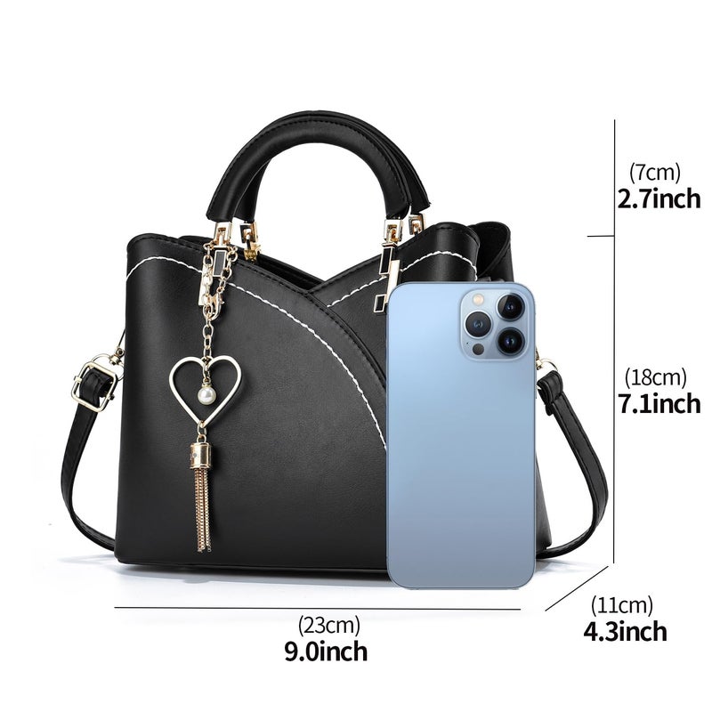 Xiaoyu Small Purses and Handbags for Women Fashion Crossbody Bag Lightweight Shoulder Bag Top Handle Satchel Purse (Black) - Image 4