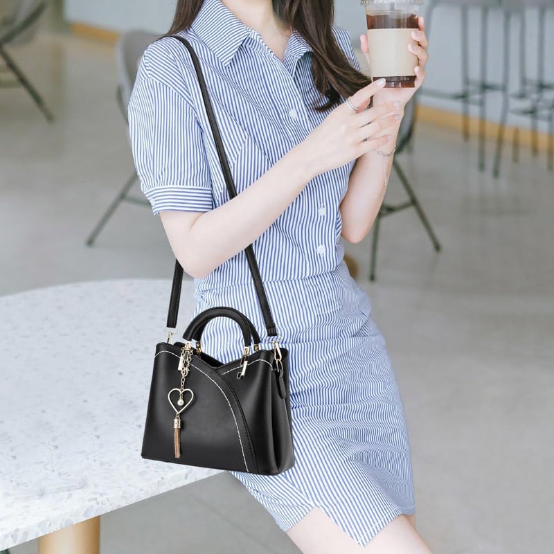 Xiaoyu Small Purses and Handbags for Women Fashion Crossbody Bag Lightweight Shoulder Bag Top Handle Satchel Purse (Black) - Image 2