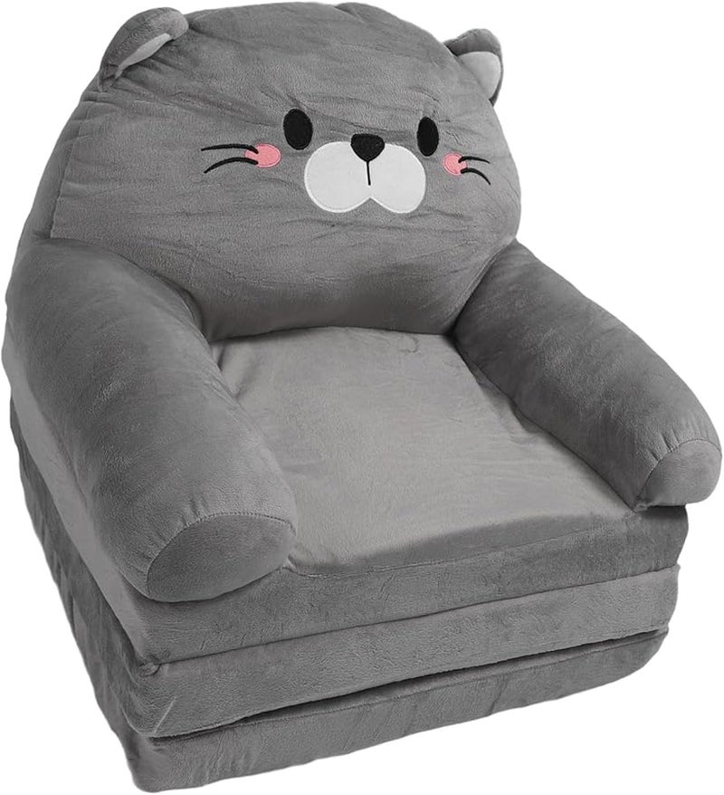 3 Layer Plush Grey Baby Armrest Sofa Bed Toddler Chair For Relaxing Playing Resting At Home - Image 3