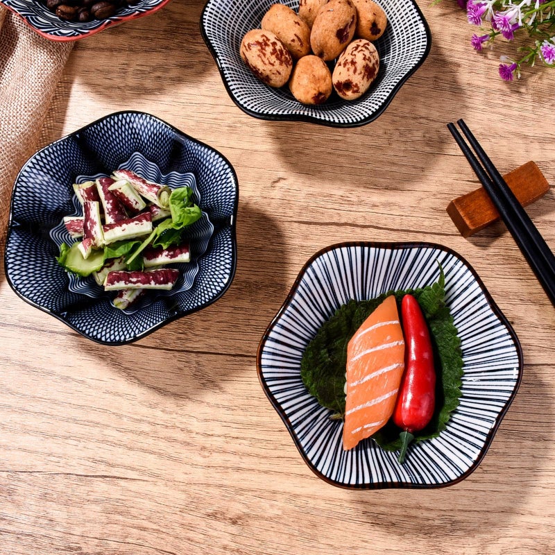 Whitenesser Black Soy Sauce Dishes Ceramic Sauce Cups Dipping Bowls Set of 4 Serving for Sushi Seasoning Cold Dish (B) - Image 5