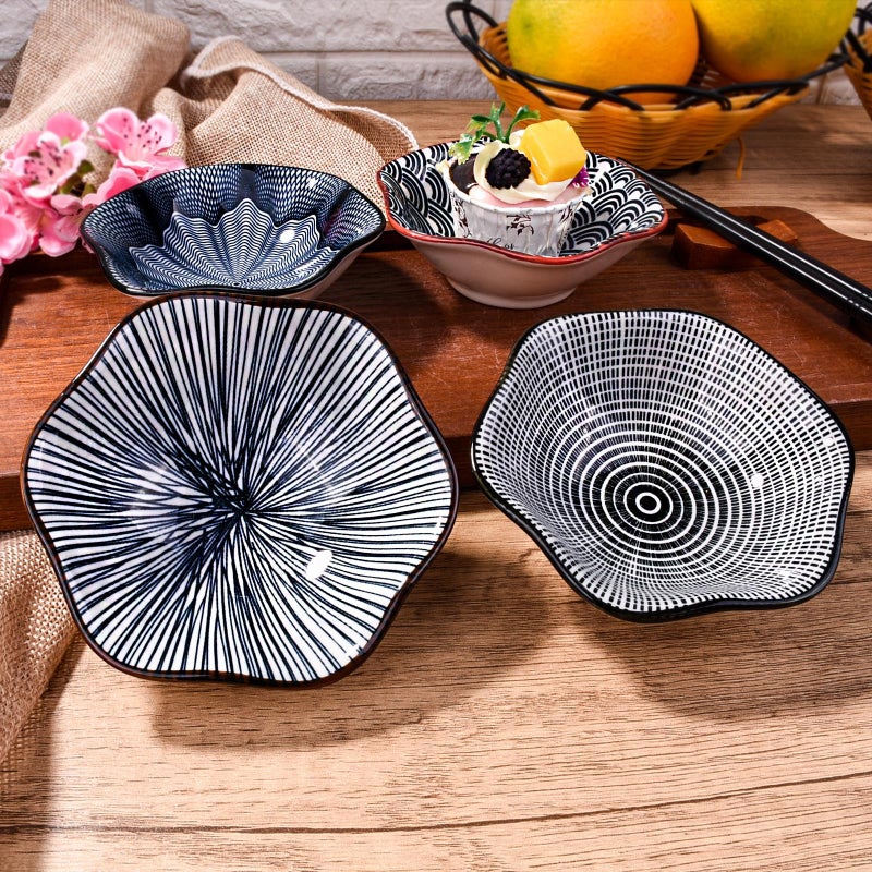 Whitenesser Black Soy Sauce Dishes Ceramic Sauce Cups Dipping Bowls Set of 4 Serving for Sushi Seasoning Cold Dish (B) - Image 3