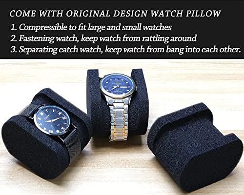 RIGICASE 4 slots watch travel case roll, hard watch box storage organizer with soft foam pillows, fit up to 55mm face size watch(green microfiber lining) - Image 2
