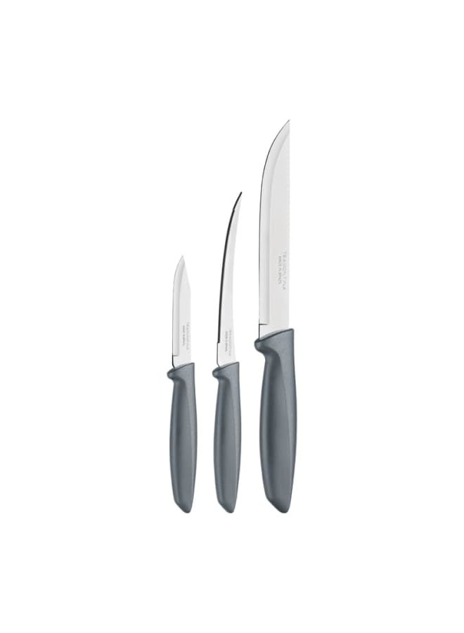 TRAMONTINA TRAMONTINA Plenus 3-Piece Kitchen Knife Set – Stainless Steel Blades, Ergonomic Grey Handles – Perfect for Chopping, Slicing, and Dicing with Precision and Comfort  - Image 2